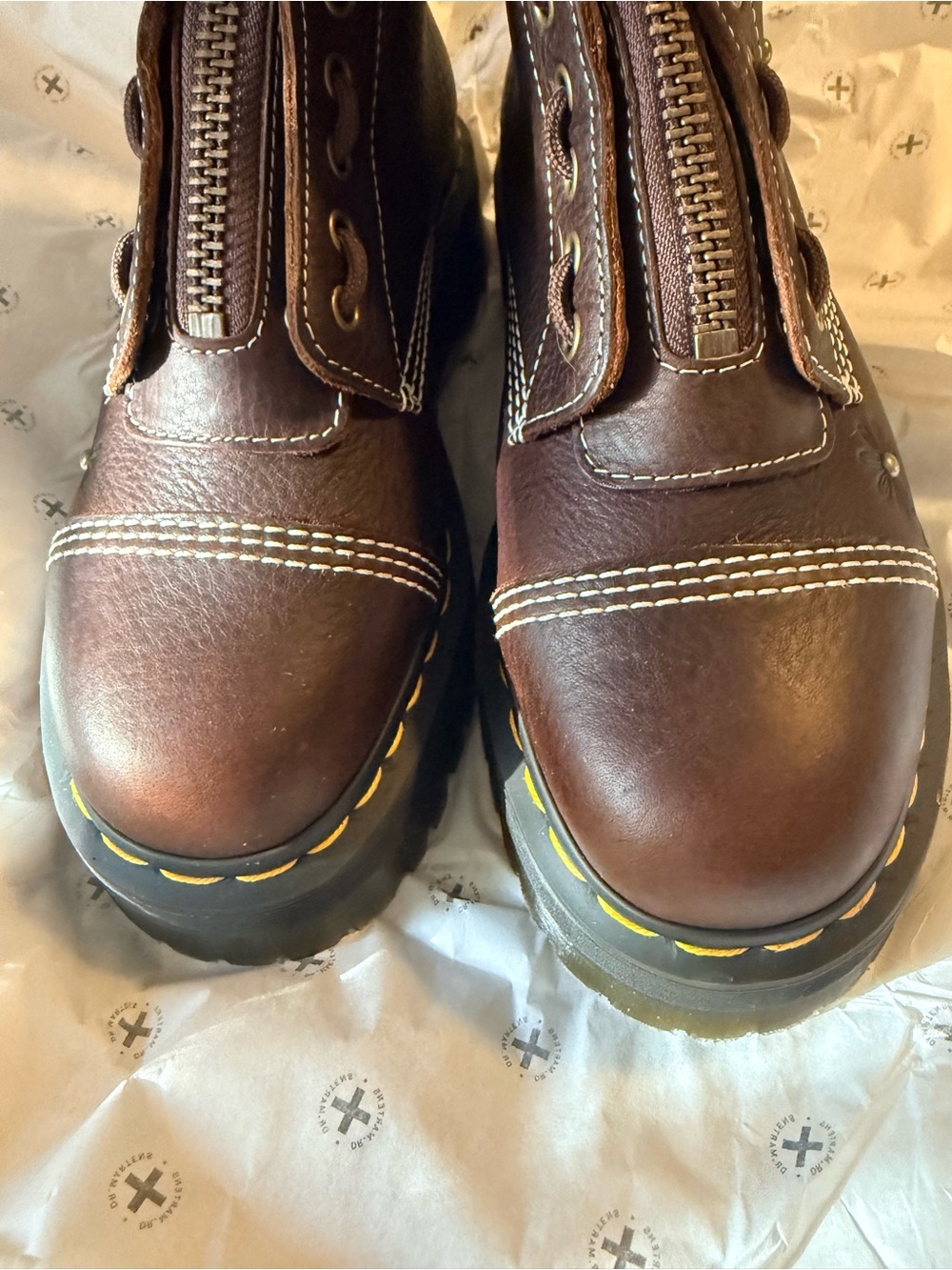 Dr. Martens Brown Floral Embossed Leather Ankle Boots - Picture 11 of 12